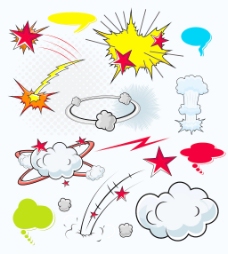 连环爆炸云爆表情矢量插画