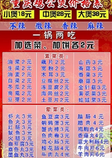 重庆鸡公煲价格表