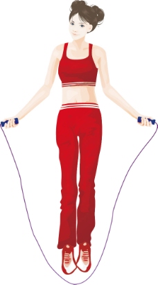 跳绳红衣美女