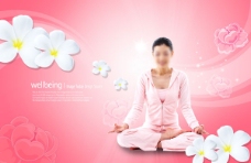 瑜伽美女淘宝素材美女瑜伽锻炼粉色海报