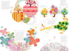 花朵创意树木花朵装饰图案创意设计矢量