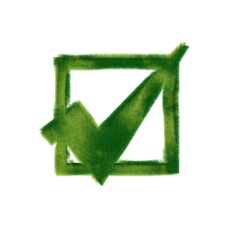 框住的绿色对号环保标志