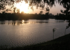 夕阳下的小河风光图片