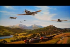 二战战机空战绘画图片