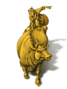 牧童骑牛雕塑图片