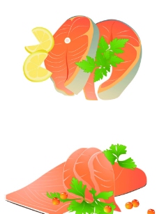 餐饮卡通三文鱼矢量图图片