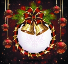 祝福海金色铃铛圣诞球背景图片