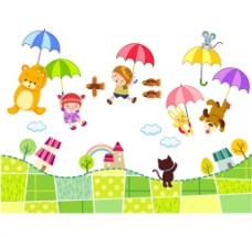 梦想梦幻撑雨伞飞翔的儿童图片