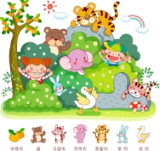 儿童草丛里的小动物图片