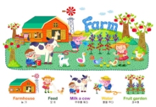 水果农场农场里的动物和小朋友图片