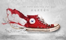 红色大气鞋子广告设计图片