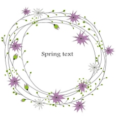紫色藤蔓花纹边框春季花纹背景图设计