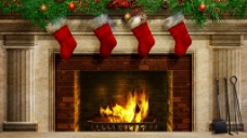篝火家庭圣诞节日高清图