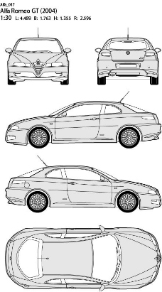 跑车AlfaRomeo汽车设计平面图