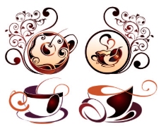 咖啡杯杯具花纹矢量图素材