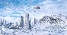 城市动漫雪景图片