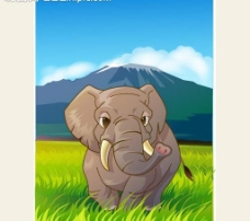 大自然可爱动物绿色大象图片