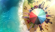 海边的伞原画图片