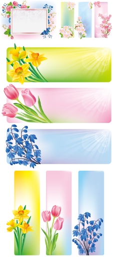 春季花卉边框横幅