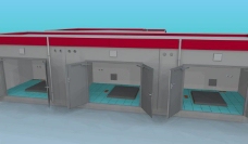 3D加油站一个加油站的混凝土建筑