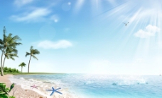 大海 沙滩 夏季海报图片