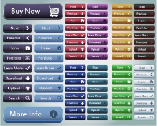 网页设计彩色网页按钮标签设计矢量素材