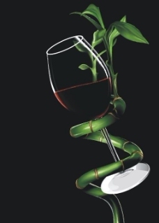 竹子藤绕的酒杯图片