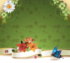 广告春天时尚花卉花纹蝴蝶自然背景图片