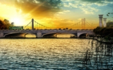 观漪桥黄昏图片