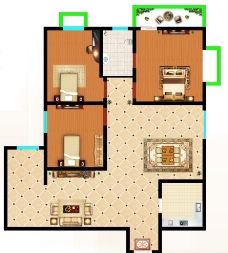 CAD室内三居室设计图片