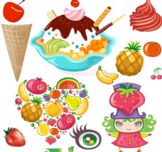 水果冰淇淋冰淇淋水果卡通png图片
