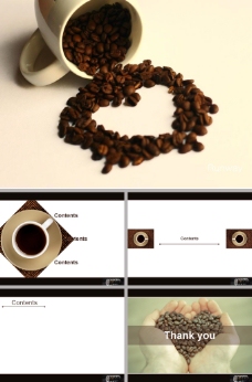 咖啡杯咖啡豆ppt模板