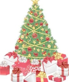 礼物的圣诞树矢量插图
