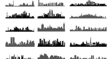 城市景观城市天际线景观剪影矢量集