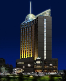 五星级酒店江南大酒店夜景室外景观照明效果图五星级大酒店图片