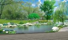 绿化景观公园一角图片
