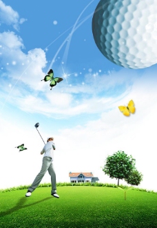 绿化景观高尔夫海报图片