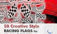创意设计50创意风格的赛车的旗帜标志设计