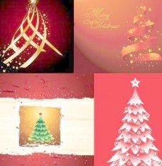 4个漂亮的圣诞树矢量
