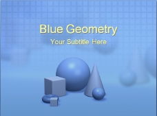 蓝色科技背景立体形状设计应用PPT模板免费下载