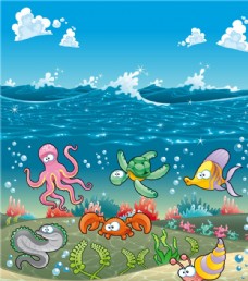 卡通海底世界插画