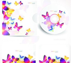 CD碟片光盘封面斑斓彩蝶光盘包装设计矢量素材