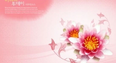 粉色鲜花背景设计PSD分层素