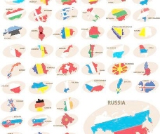 世界国旗世界各国地形图国旗矢量素材