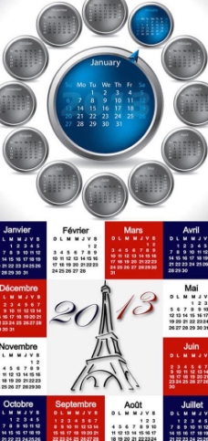 2013新年创意日历矢量素材