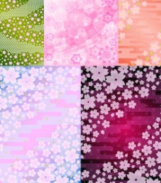 粉色缤纷花朵背景矢量图  AI