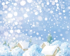 冬季小镇雪景矢量素材