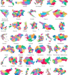 世界各地世界各国地形图矢量图