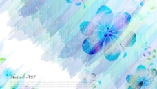 蓝色花朵艺术刷痕背景矢量图