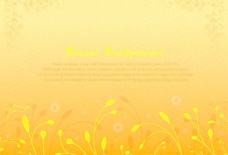 黄色花纹花边装点温馨背景矢量